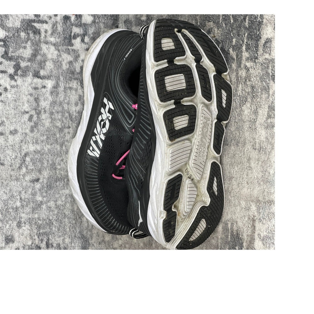 Hoka One Bondi 7 Woman 10D Running Shoes Black White Wide Width Athleisure, - Picture 7 of 7